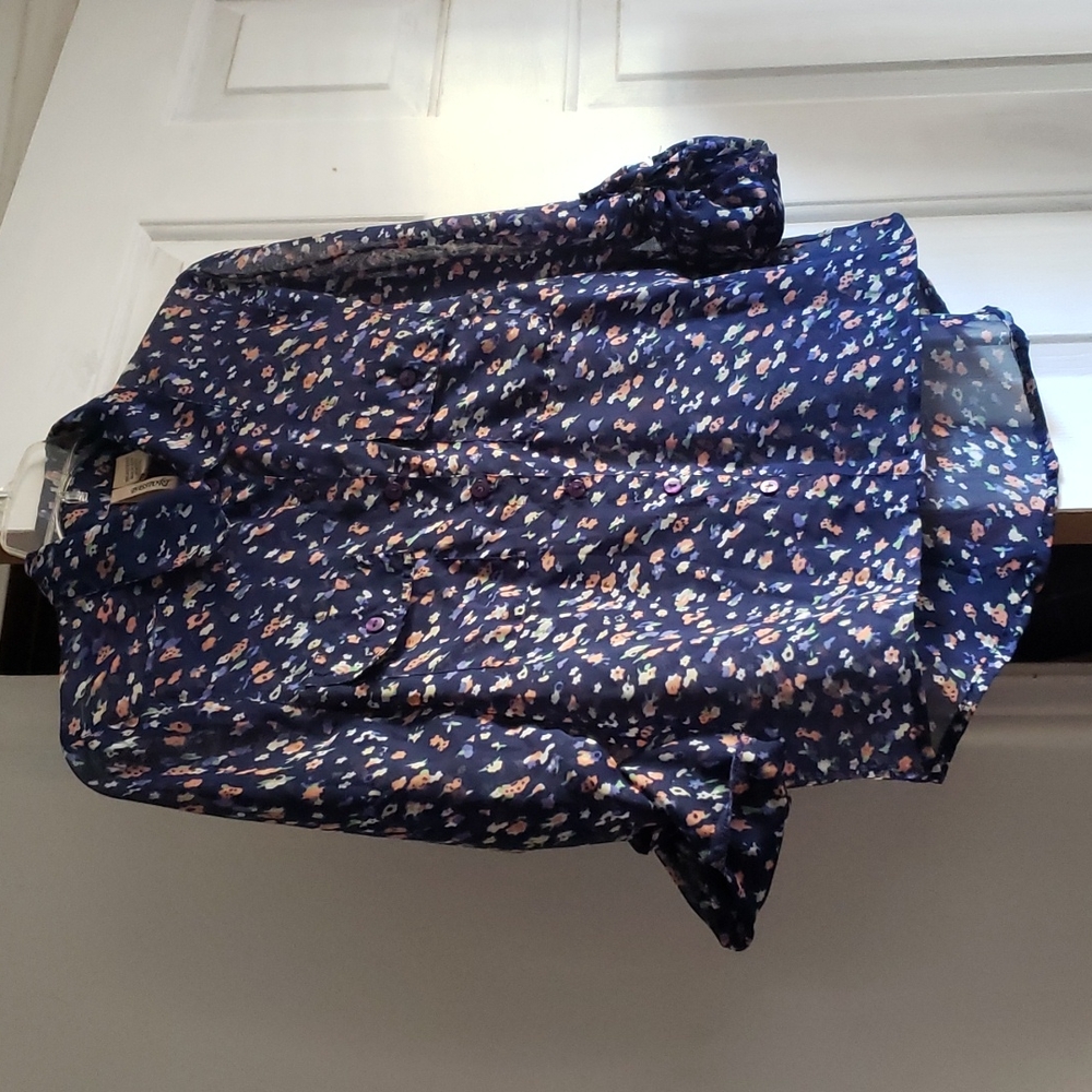 Sheer Blue Floral Blouse